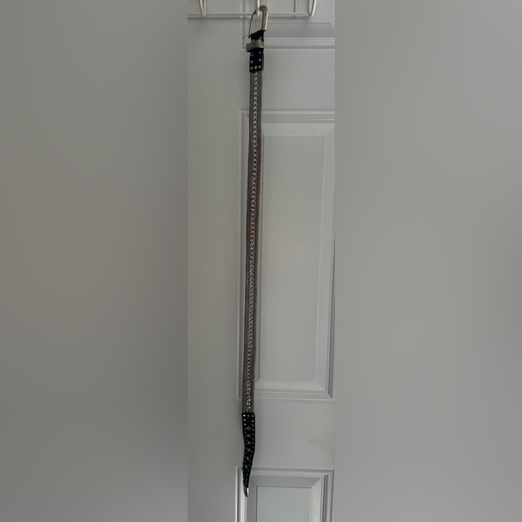 Metal And Black Leather Belt